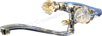 Смеситель для ванны с хрустальными ручками и изливом 30 cm Frap F2188 хром/золото