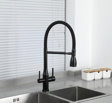 Смеситель для кухни с гибким извивом и подключением фильтра питьевой воды из нержавеющей стали Gappo G4399-76 черный