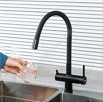 Смеситель для кухни с гибким изливом с подключением фильтра питьевой воды Gappo G4398-36 черный