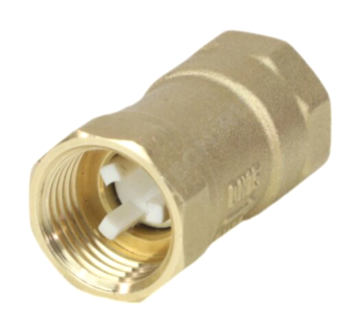 Клапан обратный латунь осевой Эко CV200 Ду 15 Ру16 Тмакс=110 оС ВР 1/2" диск пластик+EPDM SantechSystems