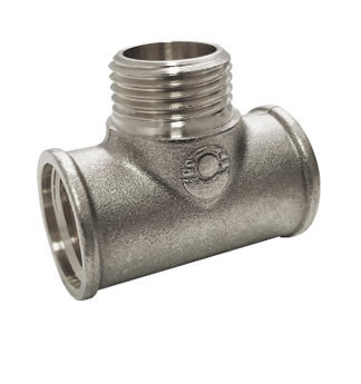 Тройник латунь никель Ду 15 (1/2") ВР/НР/ВР VALFEX VF.132.N.012.012.012