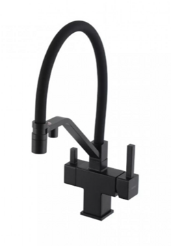Смеситель для кухни с гибким изливом и подключением фильтра питьевой воды Gappo G4395-66 черный