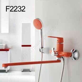 Смеситель для ванны с изливом 35 cm Frap F2232 оранжевый/хром
