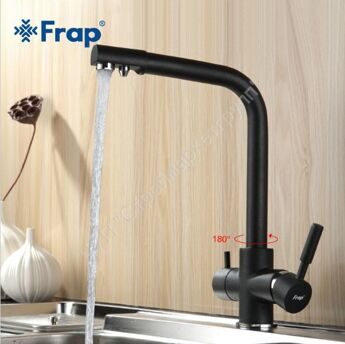 Смеситель для кухни с подключением фильтра питьевой воды Frap F4352-7 черный