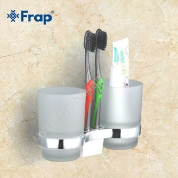 Стакан двойной стеклянный для зубной пасты и щёток настенный Frap F1908