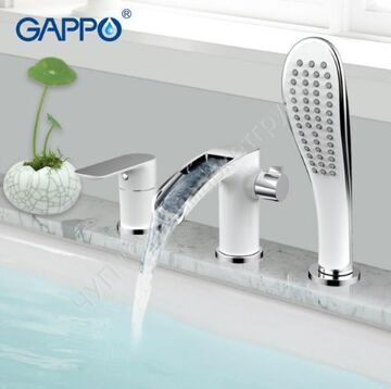 Смеситель для ванны на 3 отверстия Gappo NOAR G1148-8 белый/хром