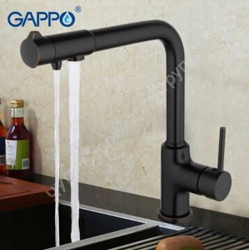 Смеситель для кухни с подключением фильтра питьевой воды Gappo G4390-10 черный