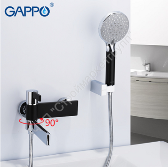 Смеситель для ванны излив служит переключателем на лейку Gappo ATALANTIC G3281 черный/хром