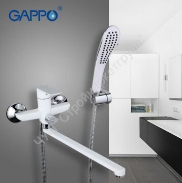 Смеситель для ванны с изливом 35 cm Gappo NOAR G2248 белый/хром