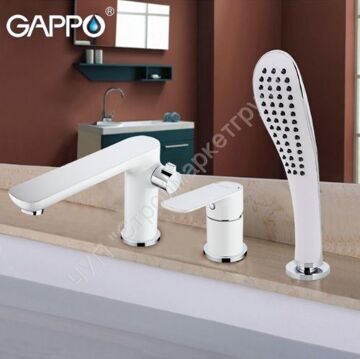 Смеситель для ванны на 3 отверстия Gappo NOAR G1148 белый/хром