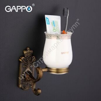 Стакан керамический для зубной пасты и щёток настенный Gappo G3606 под бронзу