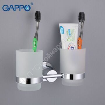 Стакан двойной стеклянный для зубной пасты и щёток настенный Gappo G1808