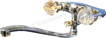 Смеситель для ванны с хрустальными ручками и изливом 30 cm Frap F2188 хром/золото