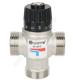 Термостатический смесительный клапан для систем отопления и ГВС Gappo G1442.06 1",35-60 С уп. 1 шт.