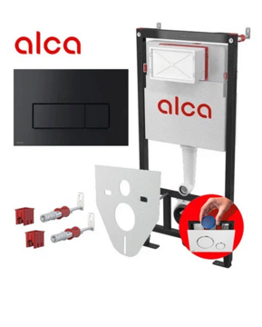 Сет 4 в 1 скрытая система инсталляций Alca Plast AM101/1120+ кнопка M570, белый глянец