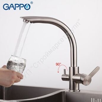 Смеситель для кухни с подключением фильтра питьевой воды из нержавеющей стали Gappo G4399