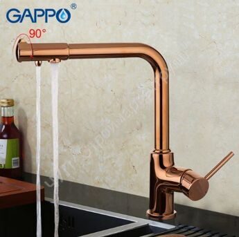 Смеситель для кухни с подключением фильтра питьевой воды Gappo G4390-3 красное золото